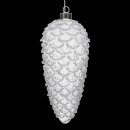 LED Glas Zapfen mit Strass Steinen Silber  19 Cm - Timer + Fernbedienung
