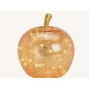 Apfel aus Glas mit Licht 30er LED Gold  22x24x22cm