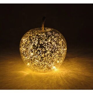 Apfel mit 20er LED aus Glas Silber (B/H/T) 16x17x16cm