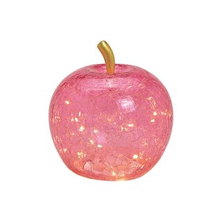 Apfel mit 30er LED, mit Timer, aus Glas Pink/Rosa (B/H/T) 22x24x22cm