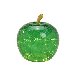 Apfel mit 30er LED, mit Timer, aus Glas Dunkelgrün (B/H/T) 22x24x22cm