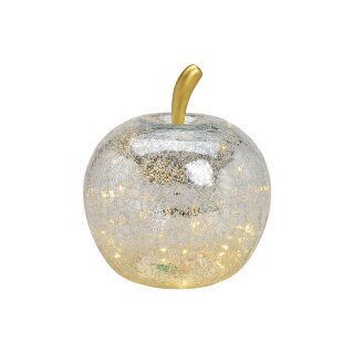 Apfel mit 40er LED, mit Timer, aus Glas Silber (B/H/T) 27x30x27cm