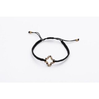 Armband - Schwarz mit Perlenblume