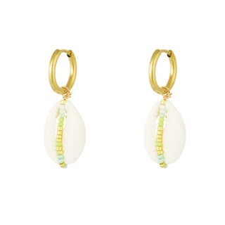 Sommerliche Ohrringe mit Perle in Gold Optik Mit Grün und Gold Edelstahl