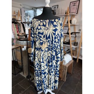 Luftiges Kleid - dunkelblau/beige floral - Onesize 42/44 - 56/58