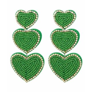 Herzförmige 3 er Ohrringe - grün