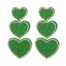 Herzförmige 3 er Ohrringe - grün