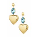 Ohrringe Herz mit Stein - gold/blauer Edelstahl