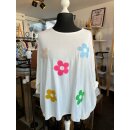 T-Shirt Blumen- Hochwertiger Dünner Pullover - weiß ( A bis A 80 cm )