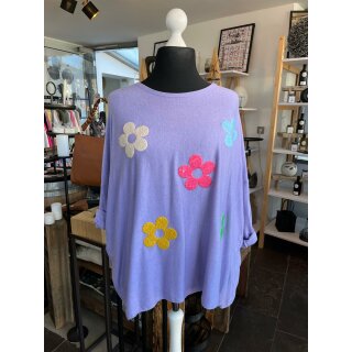 T-Shirt Blumen- Hochwertiger Dünner Pullover - lila ( A bis A 80 cm )
