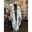 Sommerlicher Kimono - Mit Aufdruck aus Leinen - SCHWARZ - ( A bis A 110 cm ) Passt bis Grösse 60/62