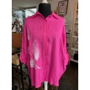Bluse - Pink - mit schönem Blätter Aufdruck - onesize 42/44 bis 56/58