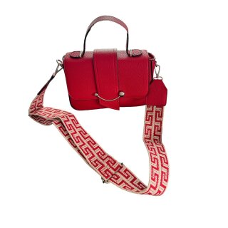Crossbody Tasche - mit tollem Riemen - asymetrische Klappe und Schnalle in Rot