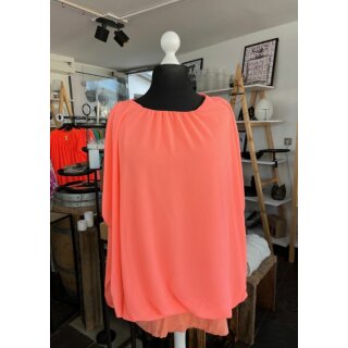 Flatterbluse - Tshirt mit Flatterbluse zusammen Passt 42/44 bis 52/54 Super Sommer Look Neon Rosa
