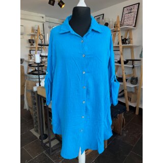 Musselin Bluse - Onesize 42/44 - 56/58 Blau