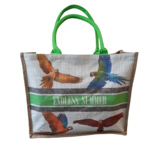 Tote Bag - Shopper 46 x 40 cm mit Vögeln Grün mit 4 Vögeln