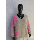 Strickpullover mit Blumen Muster  44-56