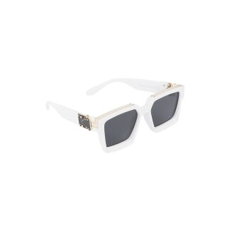 Brille - Tolle Sommer Brille - passt perfekt zu jedem Style - Eisen Gestell Glas XXL Weiss GOLD - Glas Grau