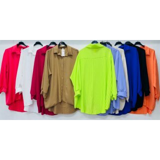 Bluse mit Plisseefalten am Rücken  - Onesize (42/44 - 54/56) Neon Grün