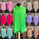 Bluse mit Plisseefalten am Rücken  - Onesize (42/44 - 54/56) Neon Grün