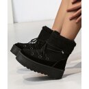 Gefütterte Winterboots mit Plateau Absatz - schwarz