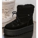 Gefütterte Winterboots mit Plateau Absatz - schwarz