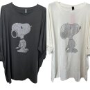 Stretch Longsleeve mit Strass - Snoopy onesize