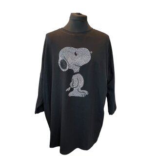 Stretch Longsleeve mit Strass - Snoopy onesize schwarz