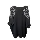 Langes Longsleeve Shirt mit Strassmuster - Schwarz