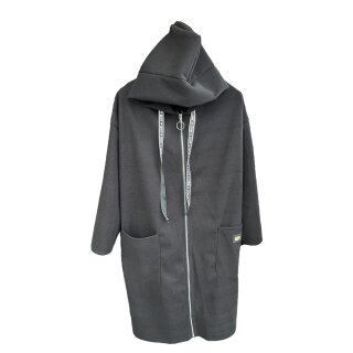 Lange Kapuzen Jacke Hoodiejacke Schwarz