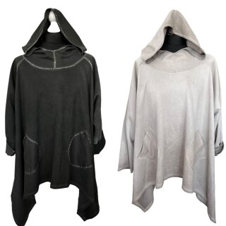 Hoodie mit Taschen und silber Nähten