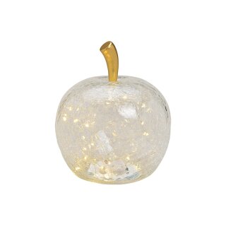 Apfel mit 20er LED mit Timer aus Glas Transparen t(B/H/T) 16x17x16cm