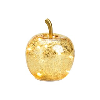 Apfel mit 20er LED mit Timer aus Glas Gold (B/H/T) 16x17x16cm