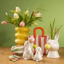 Vase Hase mit Kaugummiblase aus Keramik Hase mit gelber Kaugummiblase