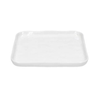 Pomax - PORCELINO SQUARE Dessertteller  WHITE - Servierschale L 20 x W 20 x H 1,6 cm