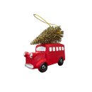 Weihnachtsanhänger - Rotes Auto mit Baum