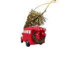 Weihnachtsanhänger - Rotes Auto mit Baum