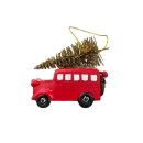 Weihnachtsanhänger - Rotes Auto mit Baum