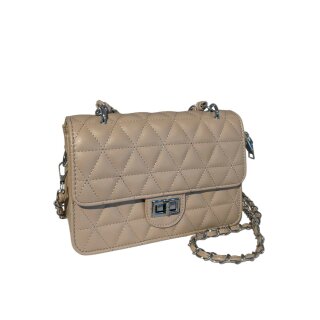 Crossbodytasche gesteppt mit silbernen Details Beige