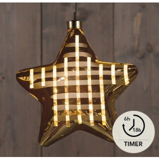 Glasstern Diamant 10er LED 19 cm - Matt Gold