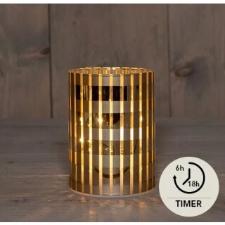 Glaszylinder 10er LED - D9H12cm - Gold