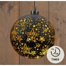 Glaskugel Sterne LED - Schwarz/Gold
