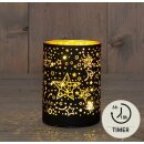 Glaszylinder Sterne - Schwarz/Gold
