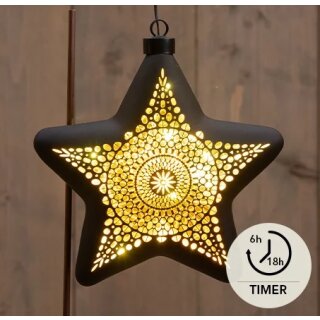 Glasstern Marrakesch 10er LED 19 cm - Schwarz/Gold