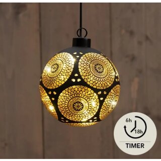 Glaskugel Marrakesch LED- Schwarz/Gold
