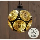 Glaskugel Marrakesch LED- Schwarz/Gold
