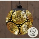 Glaskugel Marrakesch LED- Schwarz/Gold