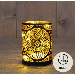 Glaszylinder Marrakesch - Schwarz/Gold