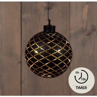 Glaskugel Anhänger LED - Schwarz/Diamant
