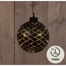 Glaskugel Anhänger LED - Schwarz/Diamant